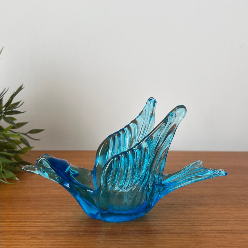 Vintage Chalet Sky Blue Glass Bird